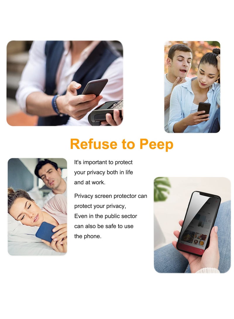 NAFO [2+2 Pack] iPhone 14 Plus Privacy Screen Protector with Camera Lens Protector Full Coverage Anti-Spy Tempered Glass Film 9H Hardness Upgrade Edge Protection Easy Installation Bubble Free Specially De - Image 2