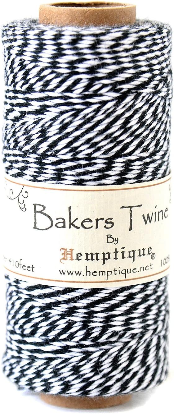 Hemptique Bakers Twine Spools Cotton 410 ft BlackWhite Pack of 6