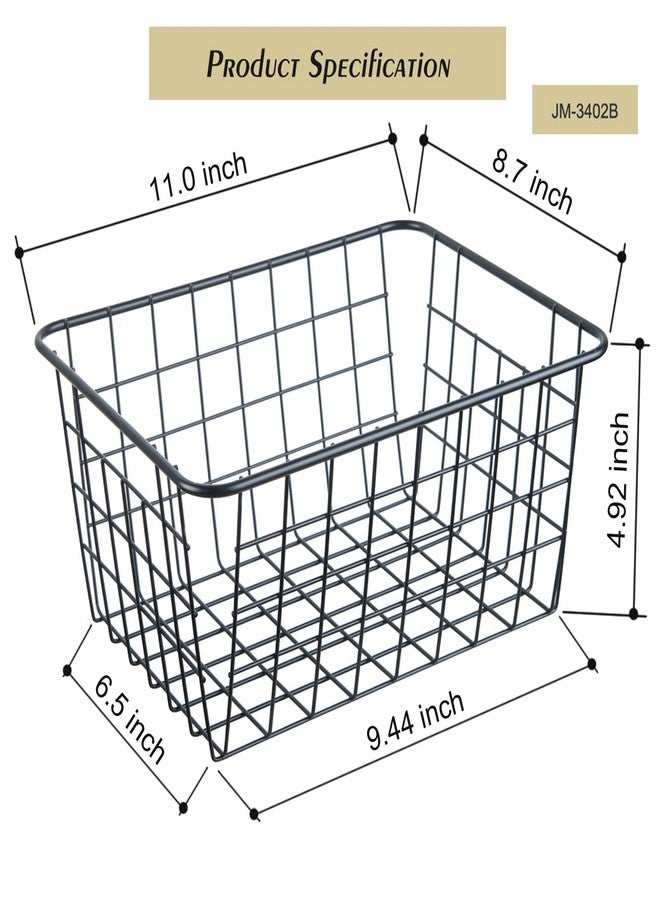 JUNCHU CHERRY Wire Kitchen Storage Basket 3 Packs,Perfect Pantry Organization Accessories Baskets,Laundry Basket,Countertop Organization,Suitable for Kitchen,Bathroom,Bedroom,Tabletop,Stackable,Black - Image 3