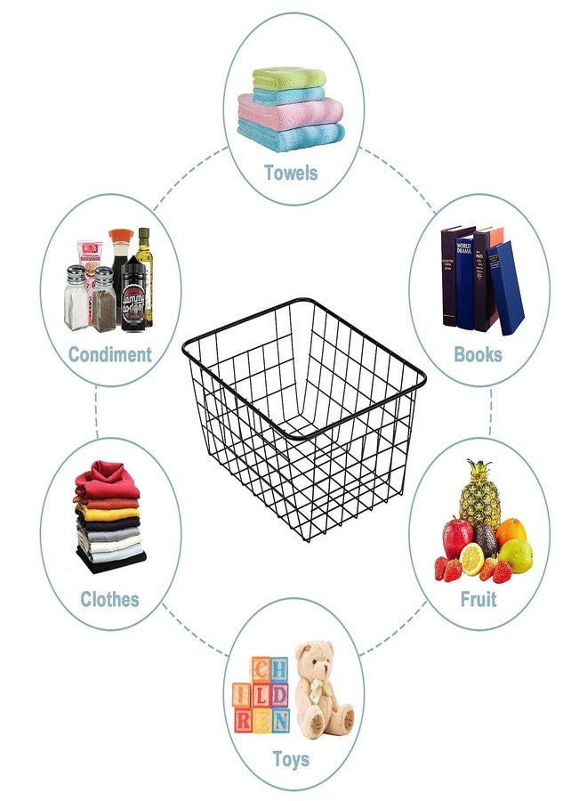 JUNCHU CHERRY Wire Kitchen Storage Basket 3 Packs,Perfect Pantry Organization Accessories Baskets,Laundry Basket,Countertop Organization,Suitable for Kitchen,Bathroom,Bedroom,Tabletop,Stackable,Black - Image 4