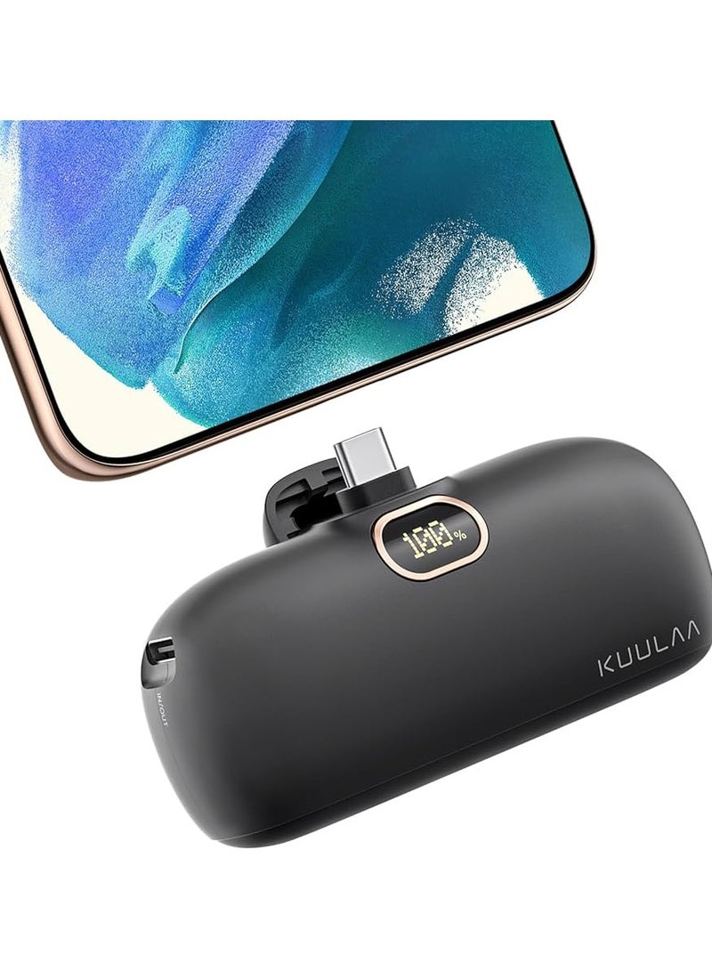 كولا شاحن متنقل صغير 5000 مللي أمبير/ساعة مع موصل USB من النوع C، شحن سريع 20 وات PD، متوافق مع سلسلة iPhone 15/16، Samsung S24/23، وأجهزة USB-C الأخرى - أسود - Image 1