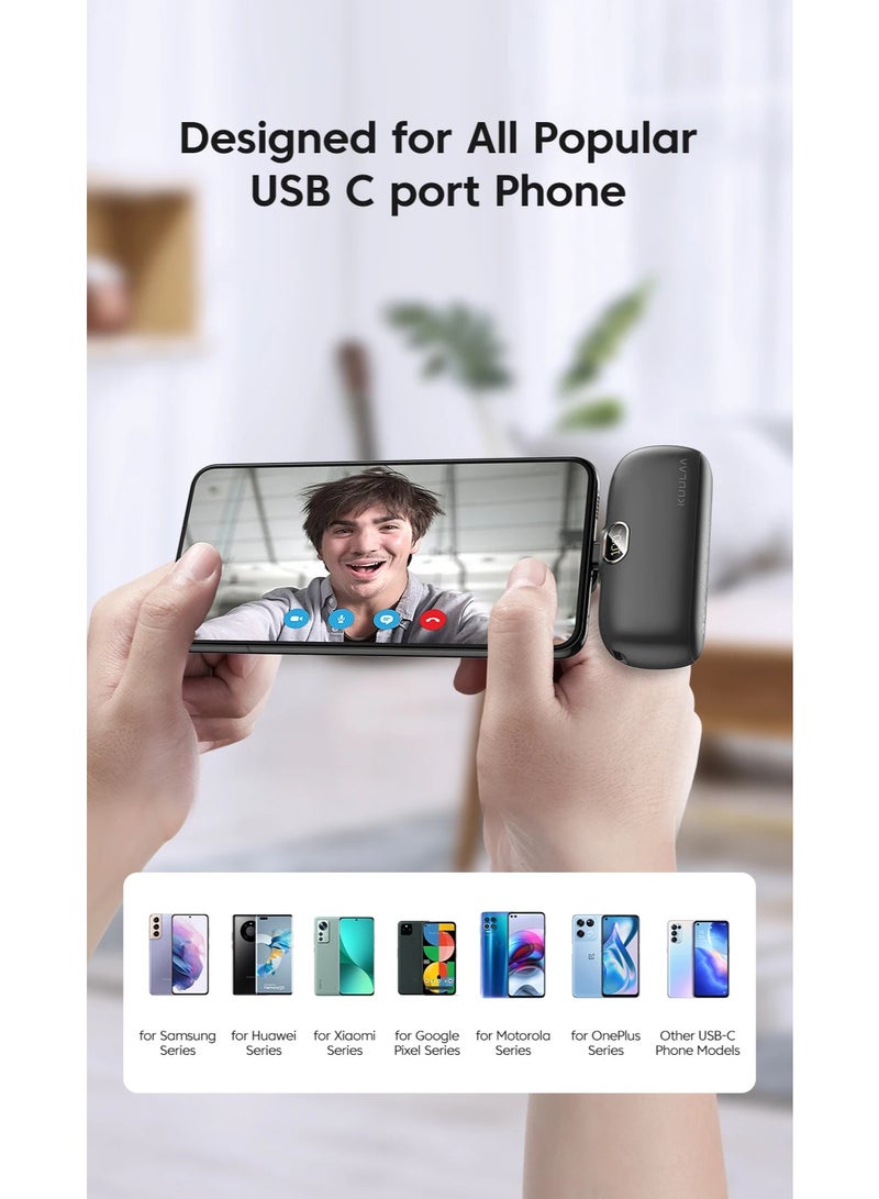 كولا شاحن متنقل صغير 5000 مللي أمبير/ساعة مع موصل USB من النوع C، شحن سريع 20 وات PD، متوافق مع سلسلة iPhone 15/16، Samsung S24/23، وأجهزة USB-C الأخرى - أسود - Image 2