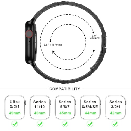 Anlinser Metal Bands Compatible with Apple Watch Band 49mm 46mm 45mm 44mm 42mm for Women Men, Stainless Steel Replacement Strap for iWatch Ultra 3/2/1 Series 11 10 9 8 7-1 SE (Black) - Image 4