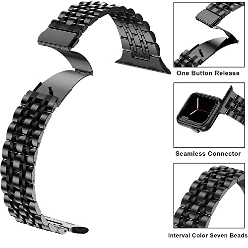 Anlinser Metal Bands Compatible with Apple Watch Band 49mm 46mm 45mm 44mm 42mm for Women Men, Stainless Steel Replacement Strap for iWatch Ultra 3/2/1 Series 11 10 9 8 7-1 SE (Black) - Image 5