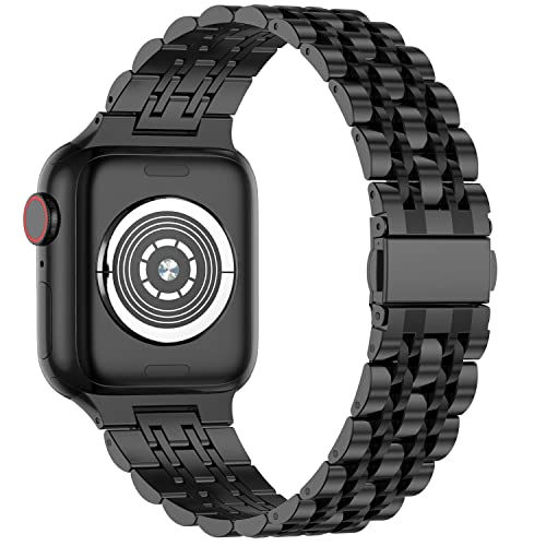 Anlinser Metal Bands Compatible with Apple Watch Band 49mm 46mm 45mm 44mm 42mm for Women Men, Stainless Steel Replacement Strap for iWatch Ultra 3/2/1 Series 11 10 9 8 7-1 SE (Black) - Image 2
