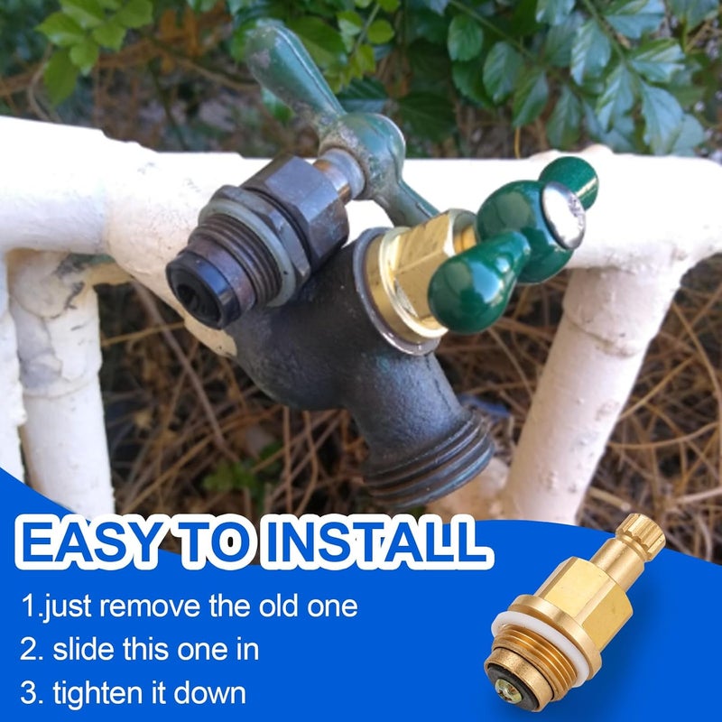 Catilon PK1100 Brass Globe Valve Faucet Stem Assy and PP806-15 Broach Sillcock Tee Hose Bibs Handle Compatible with Arrowhead Hose Bibs, Boiler Drains & Sill Faucets - Image 4
