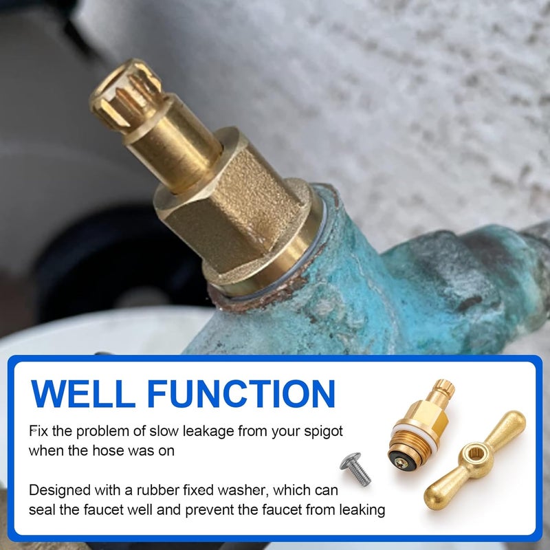 Catilon PK1100 Brass Globe Valve Faucet Stem Assy and PP806-15 Broach Sillcock Tee Hose Bibs Handle Compatible with Arrowhead Hose Bibs, Boiler Drains & Sill Faucets - Image 3