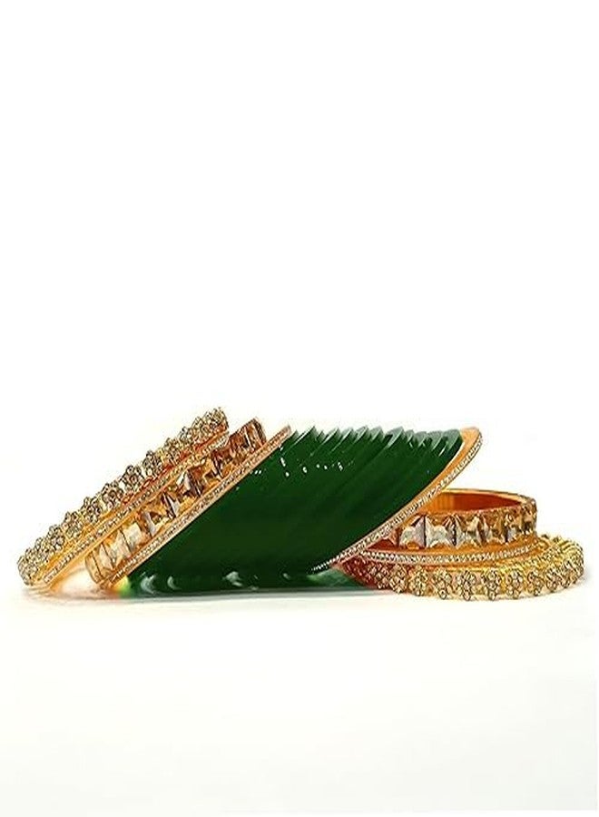 BANGLESKART Bridal Punjabi Chuda Set for Women's and Girl's (Set of 1) (Green, 2.4) - Image 5