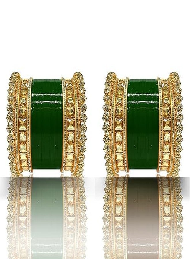 BANGLESKART Bridal Punjabi Chuda Set for Women's and Girl's (Set of 1) (Green, 2.4) - Image 1