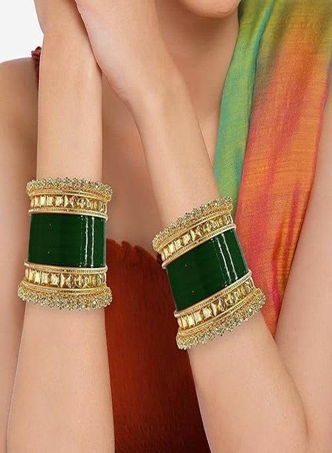 BANGLESKART Bridal Punjabi Chuda Set for Women's and Girl's (Set of 1) (Green, 2.4) - Image 2
