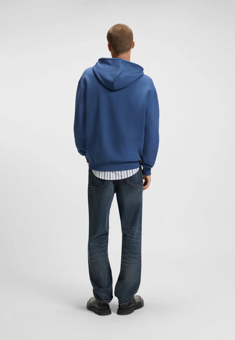 HUGO Relaxed-fit hoodie in cotton terry with split logo