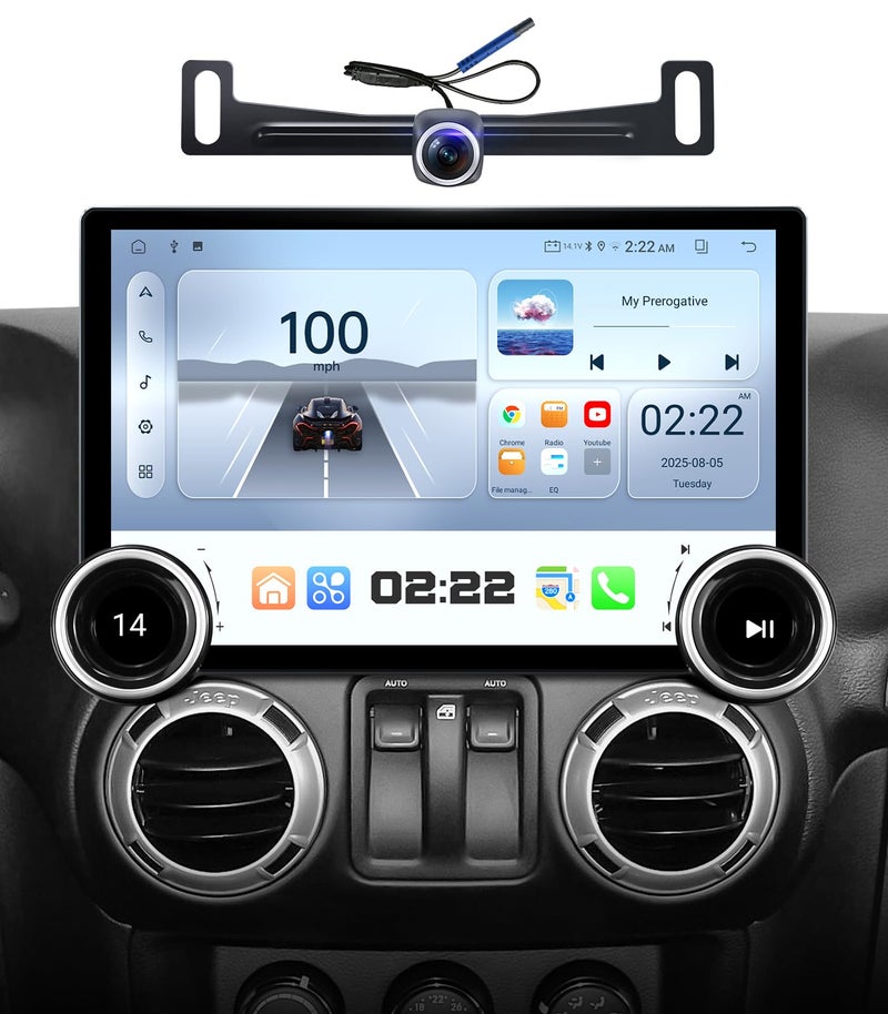 AINAVI Car Stereo Radio Replacement Upgrade for Jeep Wrangler JK 2007-2018 Dodge Ram Pickup 2009-2012 Wired Wireless CarPlay Android Auto GPS Navigation Touchscreen Head Unit (Double Knobs 4+64) - Image 1