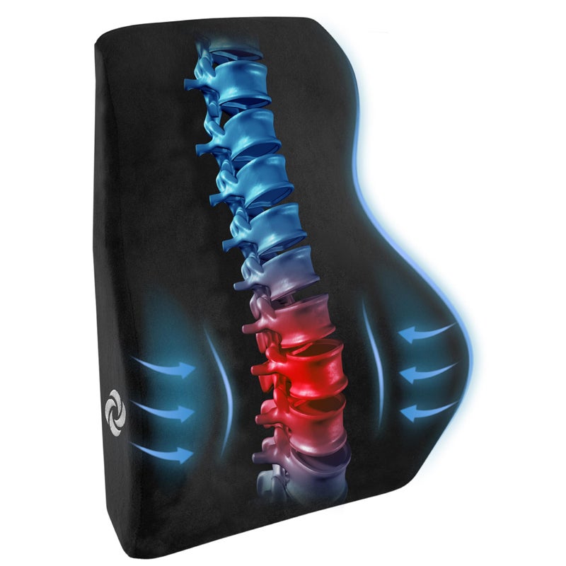 Samsonite سامسونايت، [متوسط-منخفض] وسادة دعم أسفل الظهر لمقعد المكتب أو السيارة، [عالية الجودة - رغوة الذاكرة]، عزز منطقة راحة ظهرك، وسادة داعمة متعددة الاستخدامات مع غلاف ناعم من الفرو. - Image 1