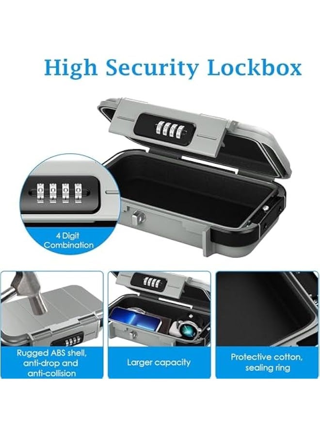 TRASSLE Portable Safe Box for Travel, Combination Security Case LockBox with Code, Waterproof Anti-Theft Mini Travel Safe Box with Removable Chain, Portable Lock Box for Car Hotel Personal Items Safe - Image 3