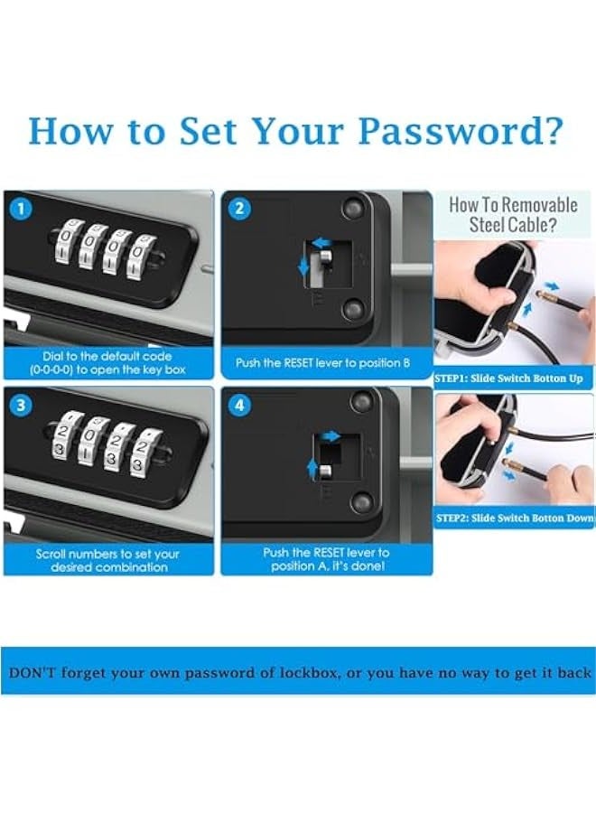 TRASSLE Portable Safe Box for Travel, Combination Security Case LockBox with Code, Waterproof Anti-Theft Mini Travel Safe Box with Removable Chain, Portable Lock Box for Car Hotel Personal Items Safe - Image 4