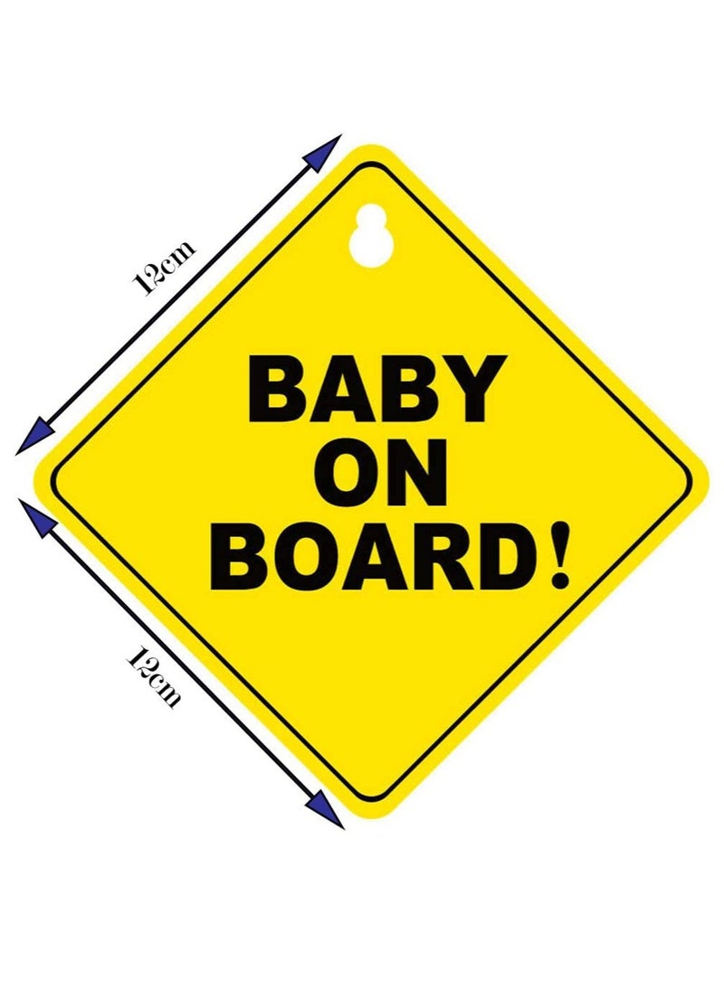 Rubik Baby on Board Car Sign with Suction Cup for Car Rear Window, Reflective Vehicle Car Signs, Kids Safety Warning Sign Universal Fit(12x12cm)  - Image 2