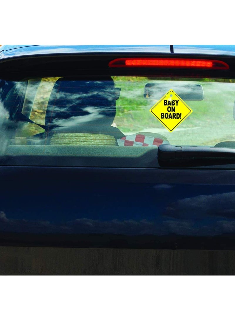 Rubik Baby on Board Car Sign with Suction Cup for Car Rear Window, Reflective Vehicle Car Signs, Kids Safety Warning Sign Universal Fit(12x12cm)  - Image 3