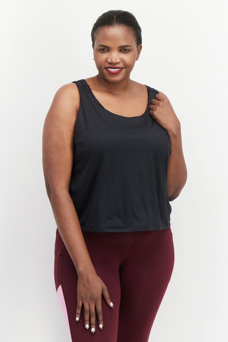 Adidas Women Plus Size Plain Training Top, Black - Image 1