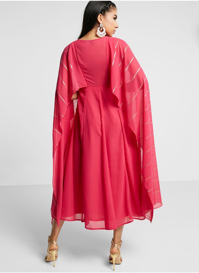 indya - Foil Print Kurti With Attached Dupatta - Image 1