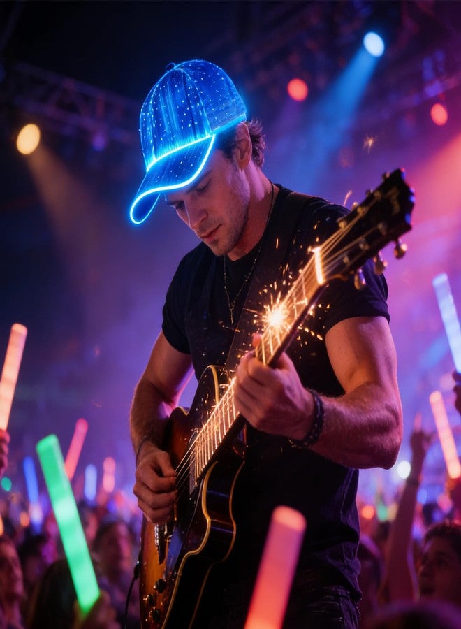 YouRfocus LED Hat Light Up Baseball Cap - USB Rechargeable Glow in The Dark Party Flashing Fiber Rave Hat with 7 Colors 5 Flashing Modes (White) - Image 4