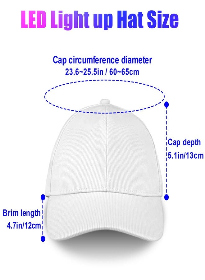 YouRfocus LED Hat Light Up Baseball Cap - USB Rechargeable Glow in The Dark Party Flashing Fiber Rave Hat with 7 Colors 5 Flashing Modes (White) - Image 2