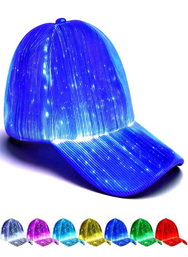 YouRfocus LED Hat Light Up Baseball Cap - USB Rechargeable Glow in The Dark Party Flashing Fiber Rave Hat with 7 Colors 5 Flashing Modes (White) - Image 1