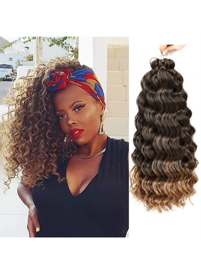 Ocean Wave Crochet Hair Deep Wave Crochet Hair Ocean Wave Braids Hair Synthetic Crochet Braiding Hair Extensions 8 Packs (14 Inch (Pack of 8), T27)