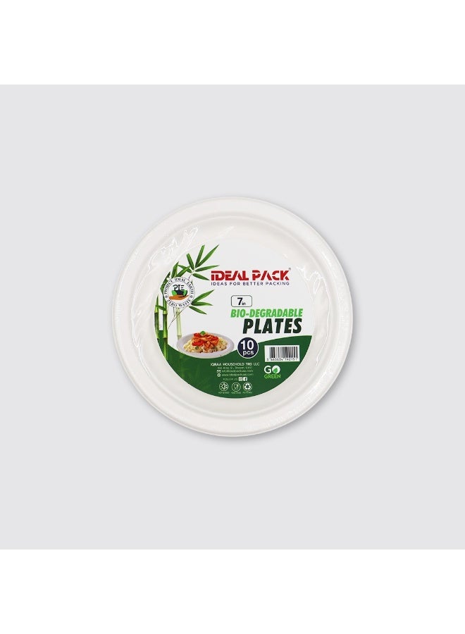 IDEAL PACK 7 Inch Bio-Degradable Plates – Eco-Friendly Round Serving Plates for Food, Strong & Lightweight Plates for Parties, Catering, Picnics & Daily Use available in 10,25,50 pcs (25, white) - Image 1