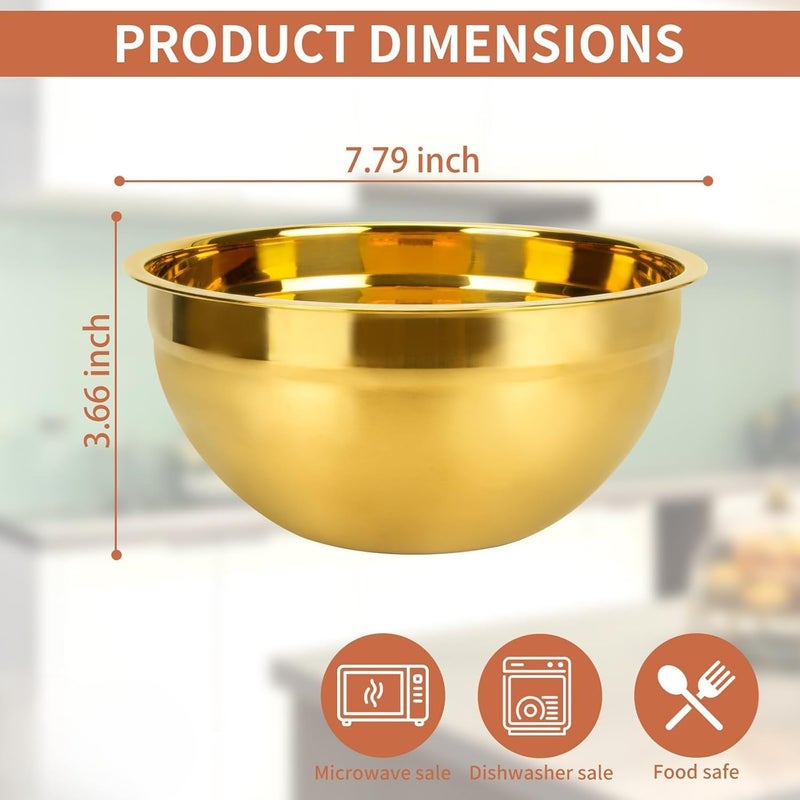 Valajogi Gold Stainless Steel Mixing Bowl - 2 Quart Large Metal Salad & Serving Bowl - Nesting Design for Baking, Cooking, Kitchen Prep & Entertaining (Gold) - Image 2