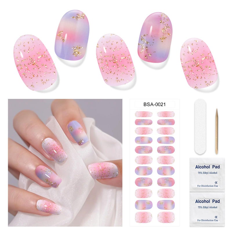 DUKASOU شرائط أظافر جل DUKASOU لا تحتاج إلى ضوء UV 22 قطعة ملصقات أظافر جل ملونة للنساء أظافر طويلة الأمد سهلة التطبيق والإزالة