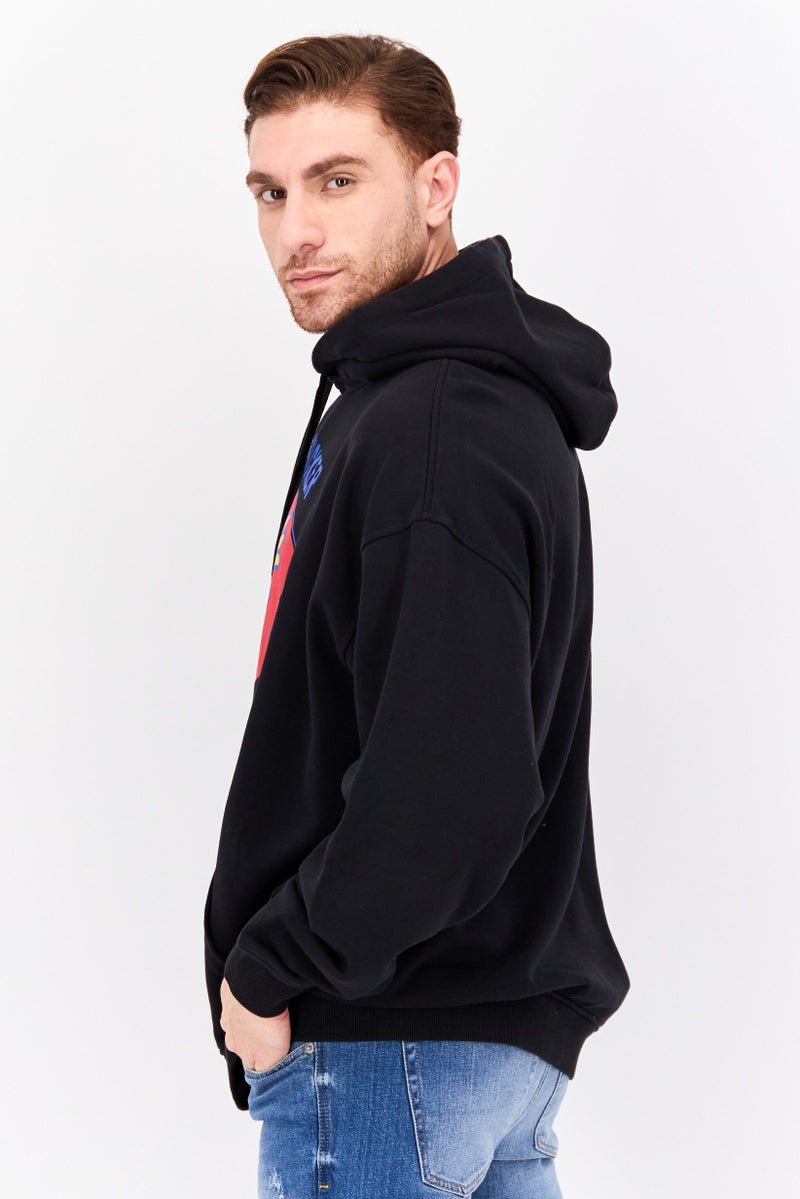 Wrangler Men Hooded Long Sleeve Graphic Sweatshirt, Black Combo - Image 2