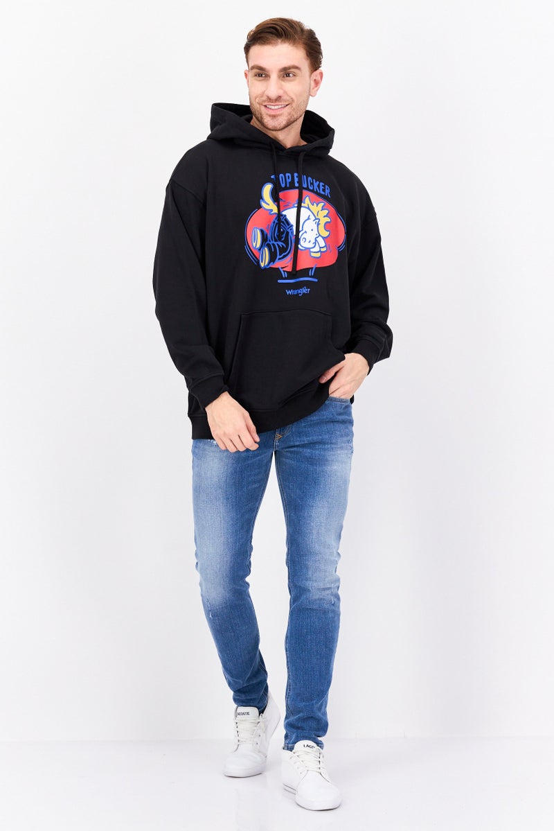 Wrangler Men Hooded Long Sleeve Graphic Sweatshirt, Black Combo - Image 4
