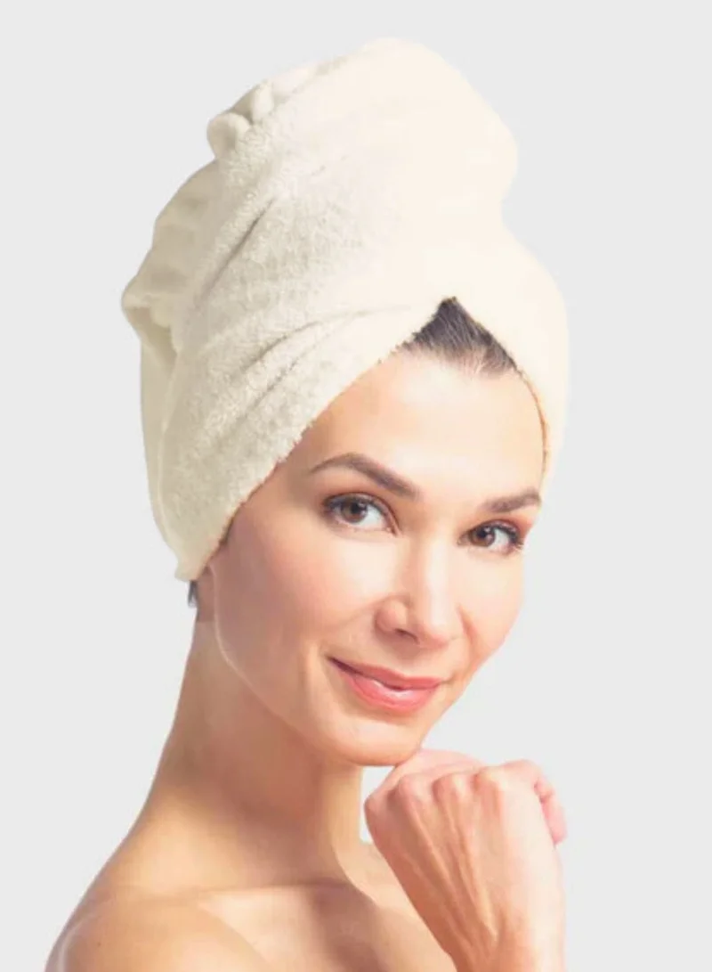 1Chase Hair Towel Wrap 100% Cotton Terry – Vanilla | Quick-Dry, Soft & Absorbent Hair Wrap