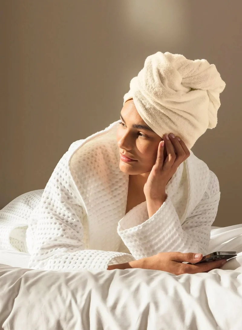 1Chase Hair Towel Wrap 100% Cotton Terry  – Vanilla | Quick-Dry, Soft &amp; Absorbent Hair Wrap