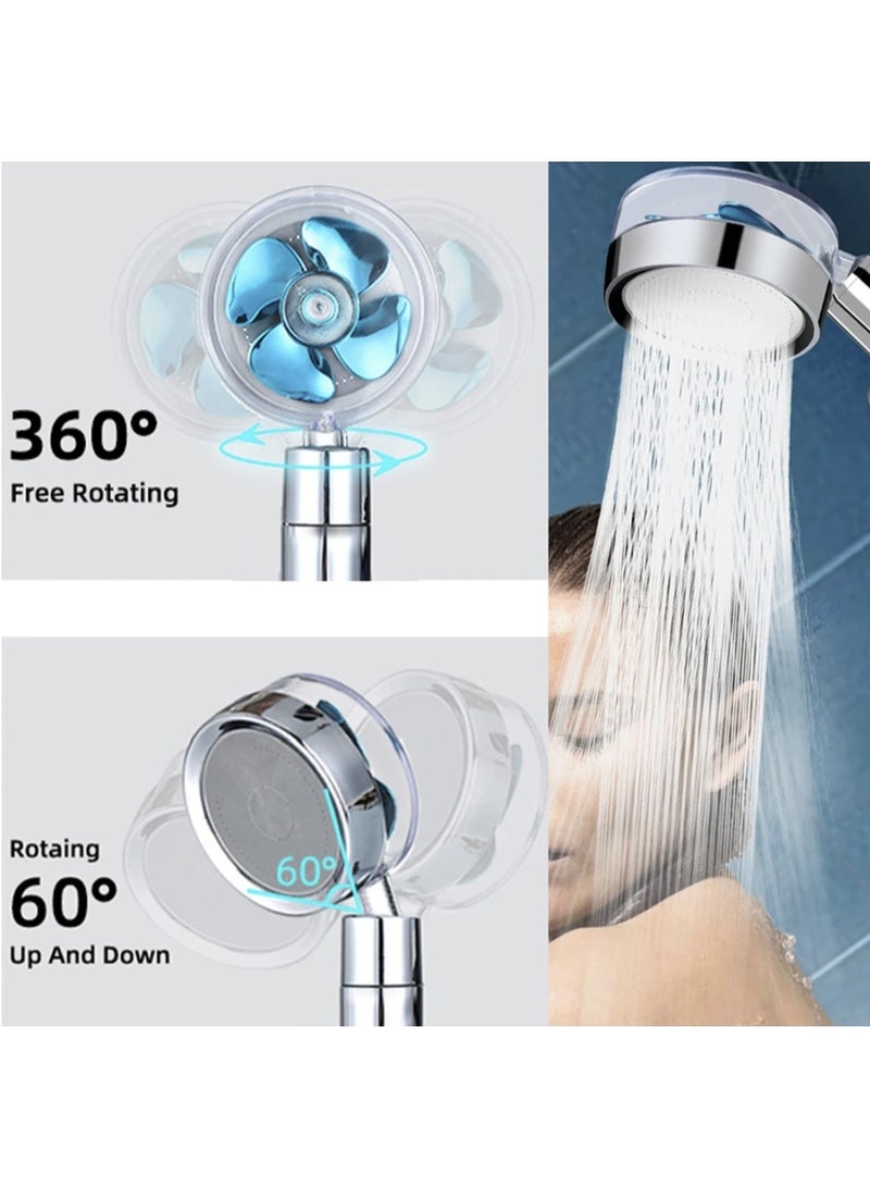 Happy Home 360° Rotating Fan Shower Head – High-Pressure Water-Saving Detachable Shower Head with  Fan and On/Off Switch, Adjustable Handheld Spray for Bathroom Spa, Easy to Install, Silver Finish - Image 3