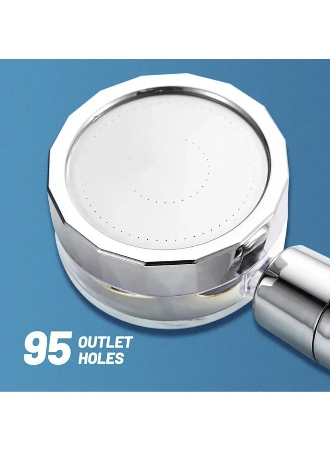 Happy Home 360° Rotating Fan Shower Head – High-Pressure Water-Saving Detachable Shower Head with  Fan and On/Off Switch, Adjustable Handheld Spray for Bathroom Spa, Easy to Install, Silver Finish - Image 4