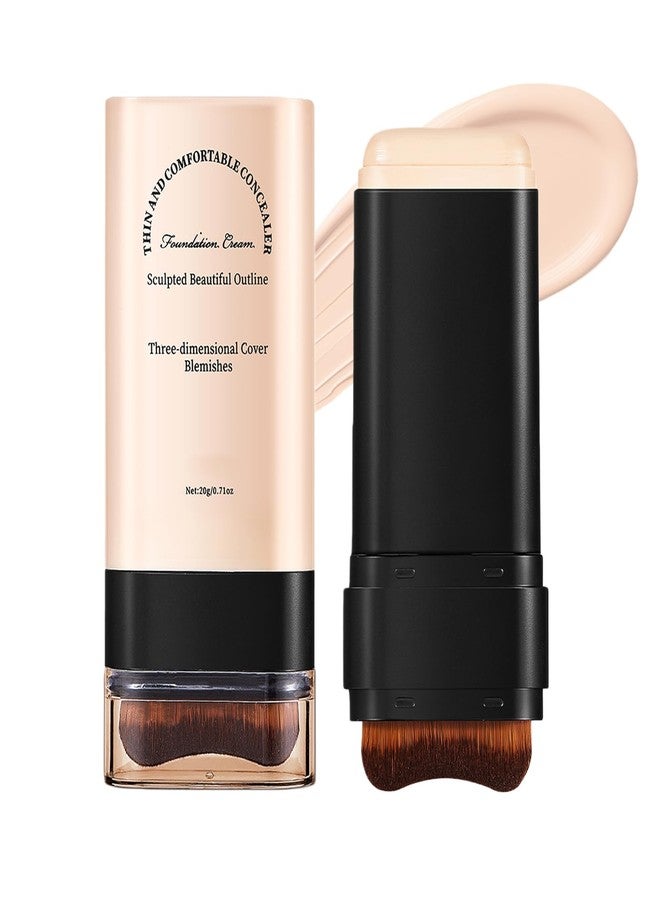 Suaxova Face Foundation Contour Stick - Long-Wear, Lightweight Brightening Concealer Makeup, 2 In 1 Foundation Stick With Brush - For All Skin Types - Image 1