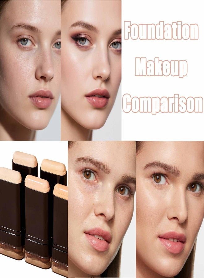 Suaxova Face Foundation Contour Stick - Long-Wear, Lightweight Brightening Concealer Makeup, 2 In 1 Foundation Stick With Brush - For All Skin Types - Image 4