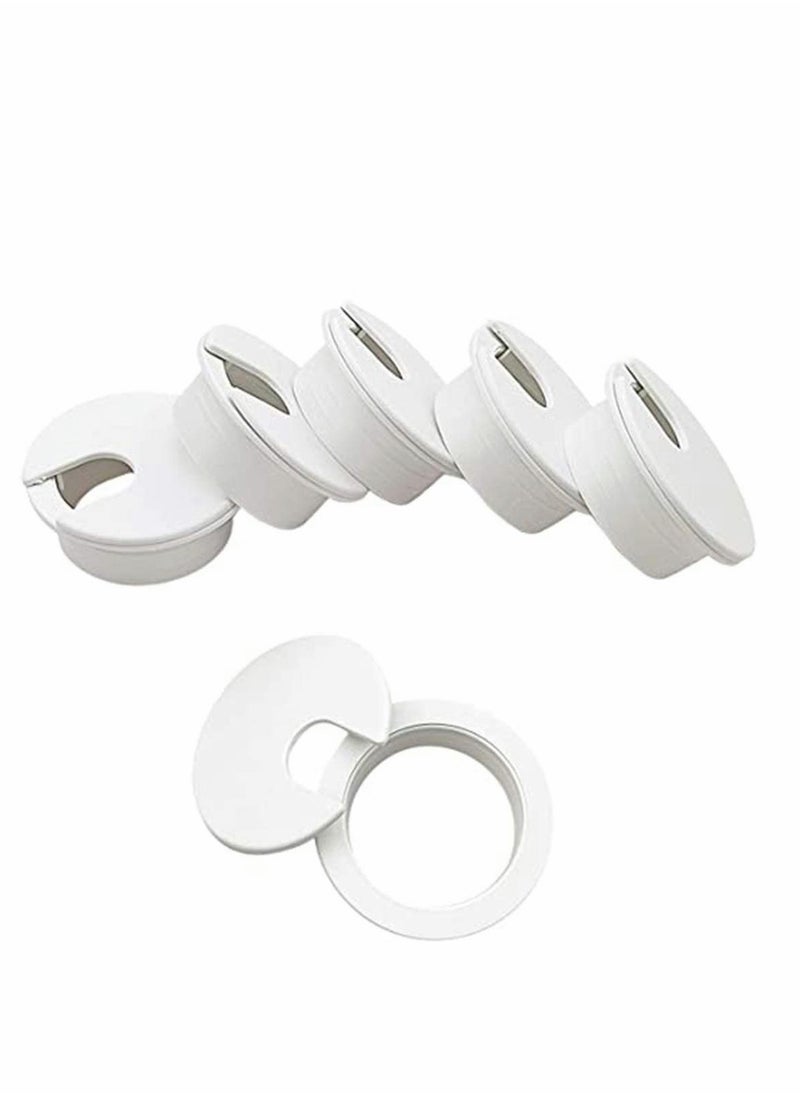 SYOSI - 6pcs Desk Grommet 1-3/8 inch Table Plastic Wire Cord Cable Grommets Hole Cover, for Office and Home PC Desk Cable Cord Management Organizer (White) - Image 1