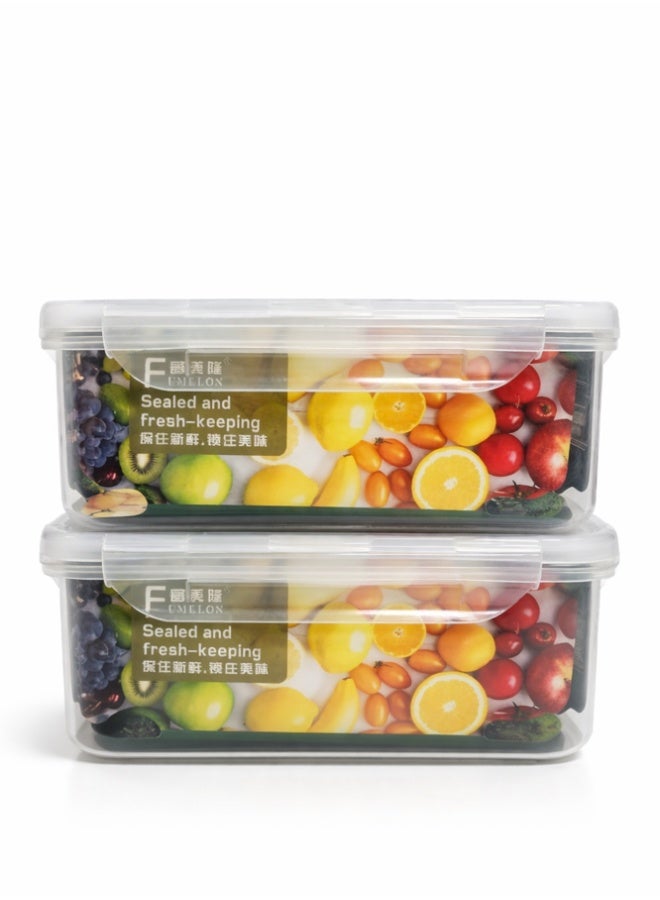 2pc F-EMELON Sealed and Fresh-Keeping Food Storage Set – Airtight Rectangular Meal Prep Containers – Leak-Proof Clear Pantry Bins with Snap-Lock Lids - Image 1