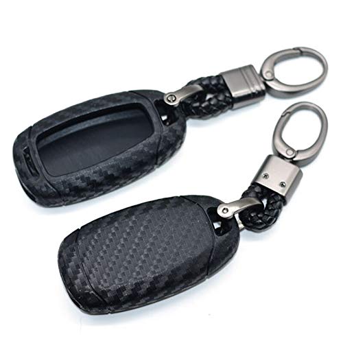 JVCV® Car Styling Soft Carbon Fiber Pattern Silicone Key Cover Compatible with Hyundai Verna and i20 NLine Push Button Start Smart Key with Keychain. - Image 3