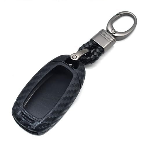 JVCV® Car Styling Soft Carbon Fiber Pattern Silicone Key Cover Compatible with Hyundai Verna and i20 NLine Push Button Start Smart Key with Keychain. - Image 1
