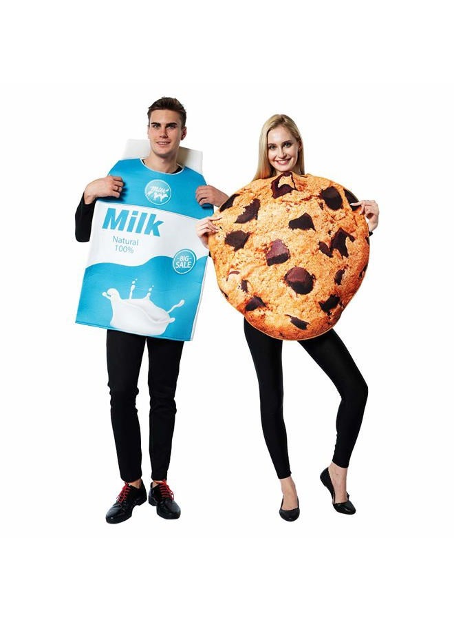 ReneeCho Couple Cookies and Milk Carton Box Costume Halloween Food Adult Men Women - Image 1