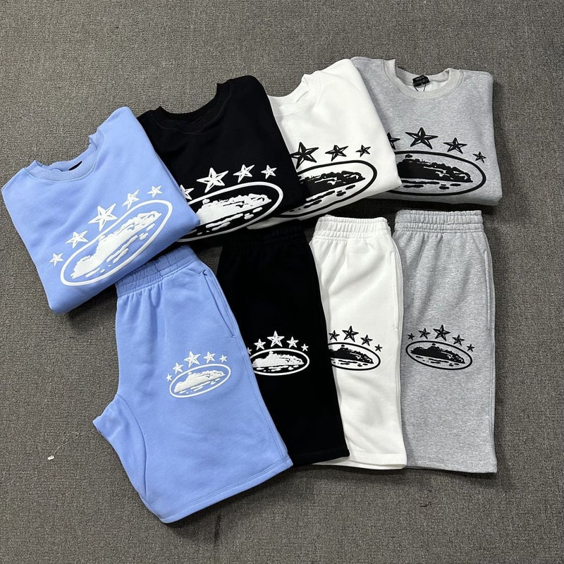 Corteiz American Trendy Star Alcatraz Print Unisex Trendy Crew Neck Sweatshirt Casual Shorts - Image 4