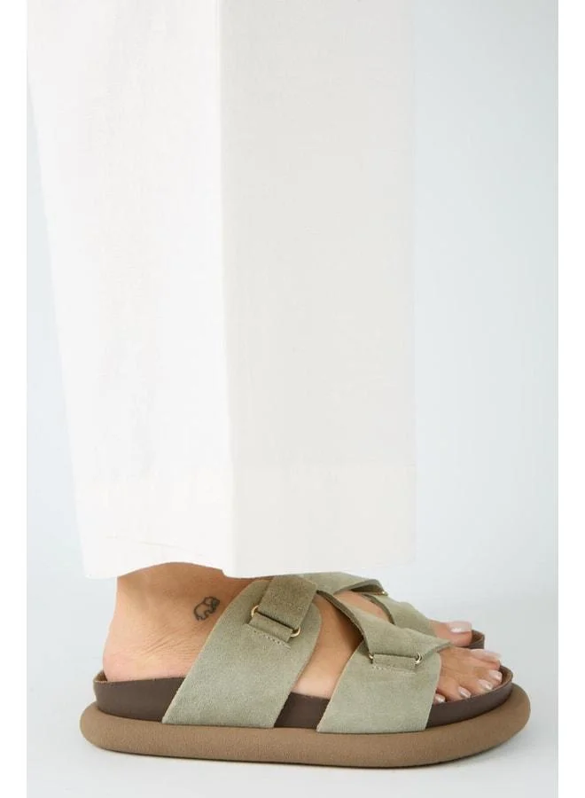 Manijero  Tulipan Women's Real Leather Strappy Mint Green Slippers. for Women | Best Price UAE