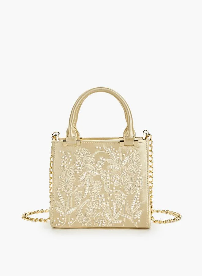 Flora Bella Peral Embellishments Handbag With Detachable Shoulder Strap