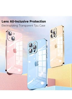 Luxury Clear Transparent Electroplated Phone Case with Lens protection compatible with iPhone 14