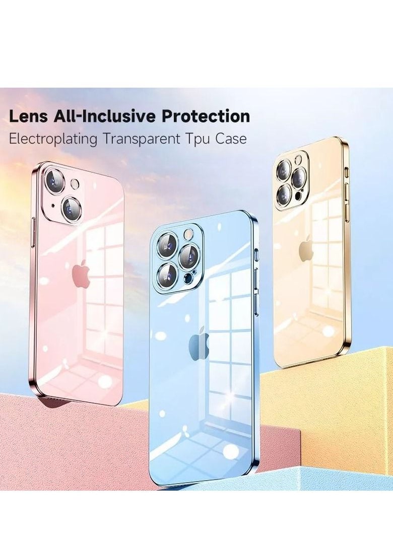 Generic - Luxury Clear Transparent Electroplated Phone Case with Lens protection compatible with iPhone 14 - Image 1