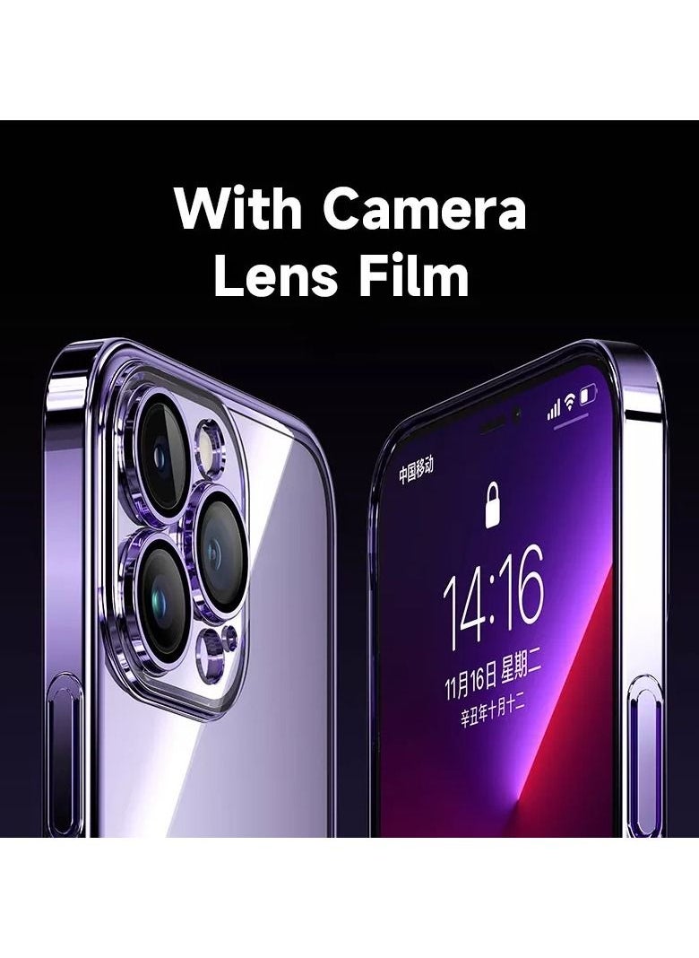 Generic - Luxury Clear Transparent Electroplated Phone Case with Lens protection compatible with iPhone 14 - Image 1