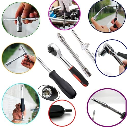 DS ENTERPRISE 46 In 1 Pcs Tool Kit & Screwdriver and Socket Set, Hand Tool Kit Wrench Set Multi-Purpose Combination Tool Case Precision Ratchet Socket Set, Wrench Sleeve Suit Hardware Auto Car Repair Wrench Tools - Image 2